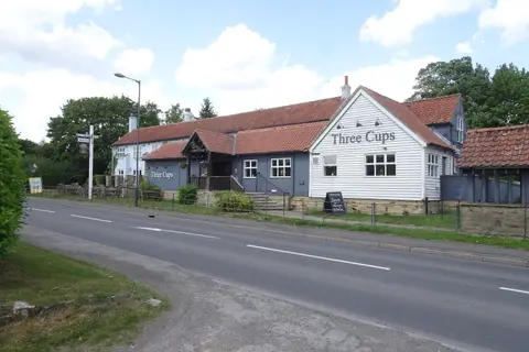 Photo of The Three Cups, a pub near Stamford Bridge, North Yorkshire, northern England.