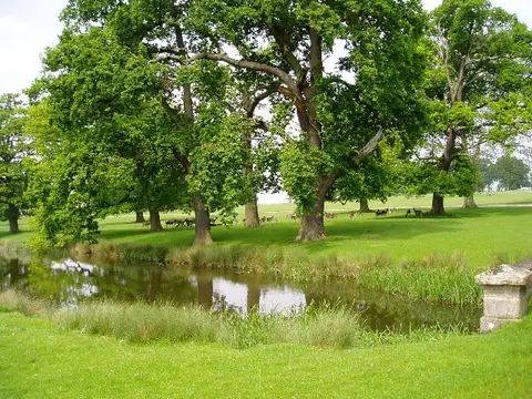 Photo of Packington Hall, a Grade II* registered house & garden near Coleshill, Warwickshire, central England.