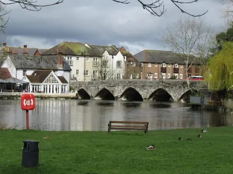 Photo of River Avon at Fordingbridge, a swimming spot near Cranborne, Hampshire, south east England.