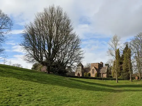Photo of All Saints' Church, Brockhampton, a church in the Wye Valley, Herefordshire, central England.