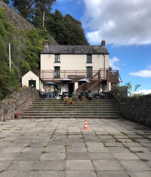 Photo of Dylan Thomas Boathouse, a house near Laugharne, Carmarthenshire, south west Wales.