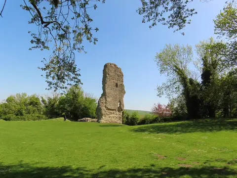 Photo of Bramber Castle, a ruined castle in West Sussex, south east England.