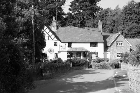 Photo of The Cottage of Content, a pub near Carey in the Wye Valley, Herefordshire, central England.