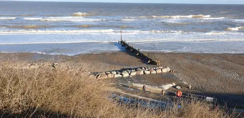 Photo of Mundesley, a swimming spot near Overstrand, Norfolk, eastern England.