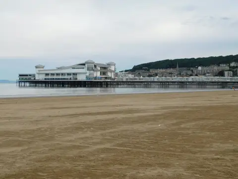 Photo of Grand Pier, Weston-super-Mare, a landmark in Somerset, south west England.