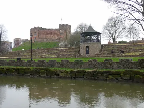 Photo of Tamworth Castle, a ruined castle near Polesworth, Staffordshire, central England.