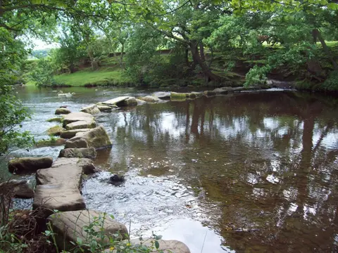 Photo of River Derwent at Hathersage, a Site of Special Scientific Interest in the Peak District, Derbyshire, central England.