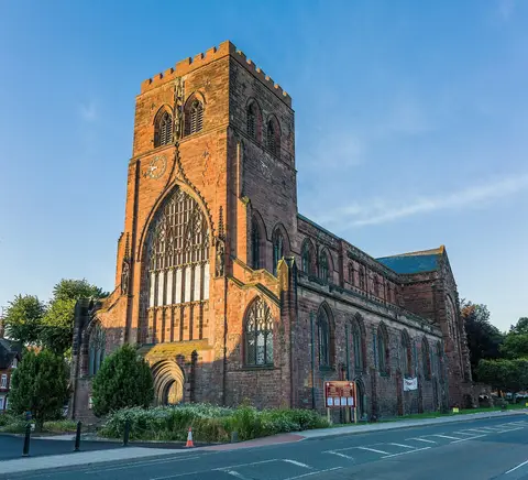 Photo of Shrewsbury Abbey, an abbey in Shropshire, central England.