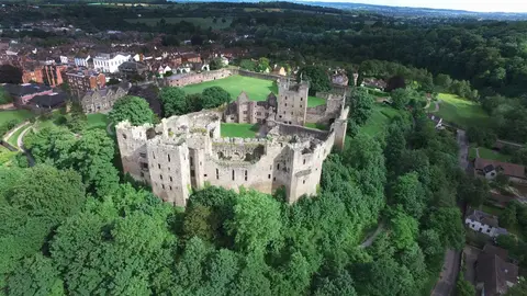 Photo of Ludlow Castle, a ruined castle in Shropshire, central England.