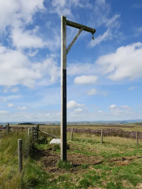 Photo of Winter's Gibbet, a folly near Elsdon, Northumberland, north east England.