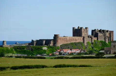 Photo of Bamburgh Castle, a castle in Northumberland, north east England.