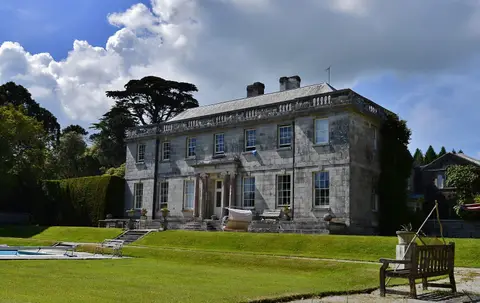 Photo of Tregrehan, a Grade II* registered house & garden near Charlestown, Cornwall, south west England.
