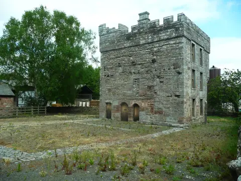 Photo of Clifton Hall, a ruined tower house near Penrith, Cumbria, north west England.