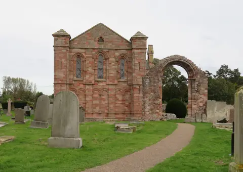 Photo of Coldingham Priory, a church in the Scottish Borders, southern Scotland.