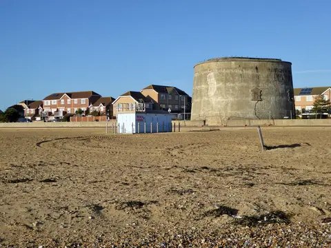 Photo of Clacton Beach Martello Tower, a swimming spot near Brightlingsea, Essex, eastern England.