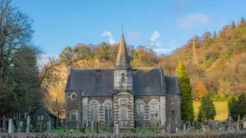 Photo of Logie Old Kirk, a church near Blairlogie, Stirling, central Scotland.