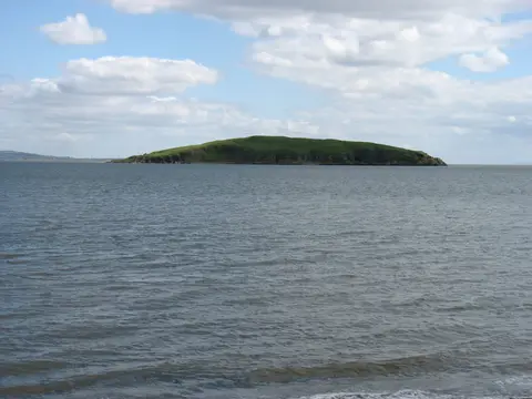 Photo of Hestan Island, a landmark near Rockcliffe in the East Stewartry Coast, Dumfries and Galloway, southern Scotland.