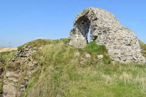 Photo of Cruggleton Castle, a ruined castle near Garlieston, Dumfries and Galloway, southern Scotland.