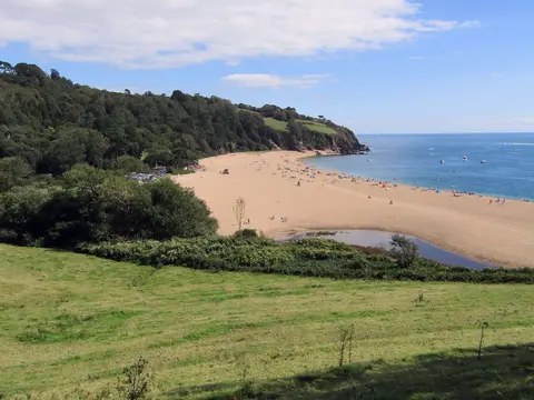 Photo of Blackpool Sands, a swimming spot near Dartmouth, Devon, south west England.