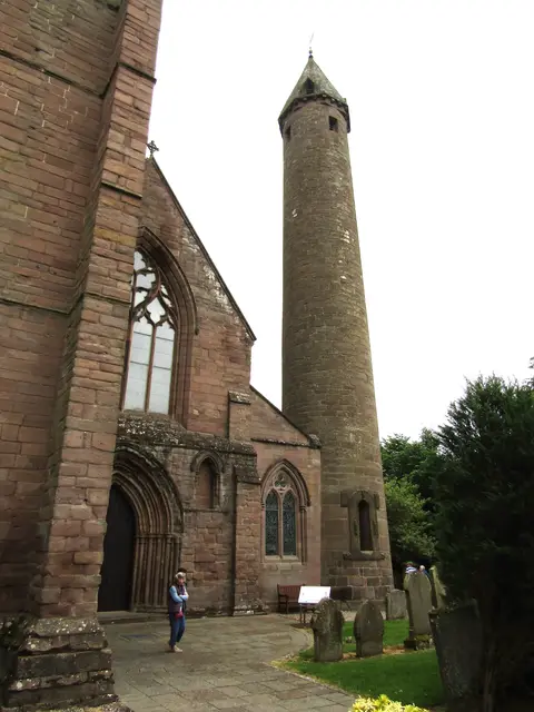 Photo of Brechin Cathedral and Round Tower, a church in the Angus, north east Scotland.