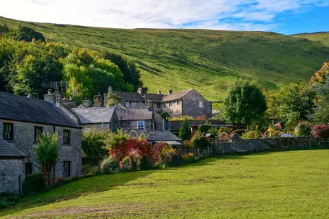 Photo of Castleton, a village in the Peak District, Derbyshire, central England.