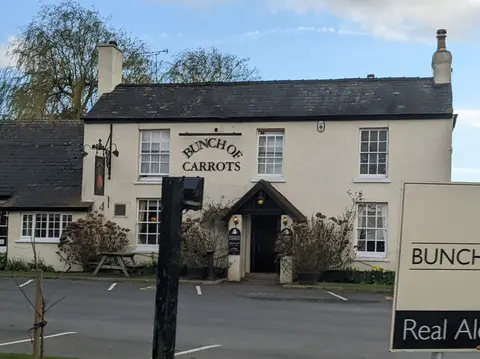 Photo of The Bunch of Carrots, a pub near Hampton Bishop, Herefordshire, central England.