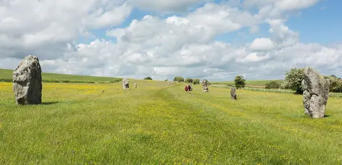 Photo of West Kennet Avenue, a stone row near Avebury in the North Wessex Downs, Wiltshire, south west England.