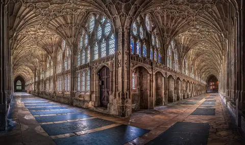Photo of Gloucester Cathedral, a cathedral in Gloucestershire, south west England.