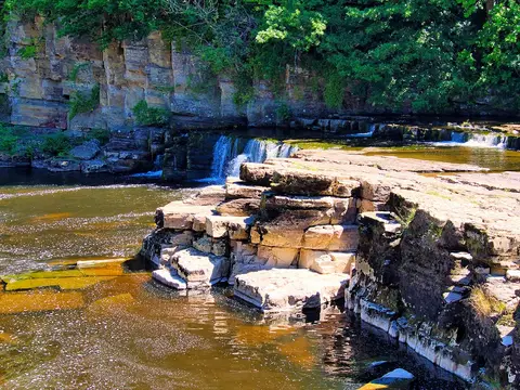 Photo of Swale above Richmond Falls, a swimming spot in North Yorkshire, northern England.
