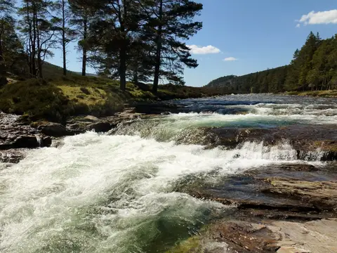 Photo of Linn of Dee, a waterfall near Braemar in the Cairngorms, Aberdeenshire, north east Scotland.