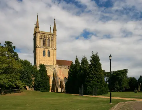 Photo of Pershore Abbey, an abbey in Worcestershire, central England.