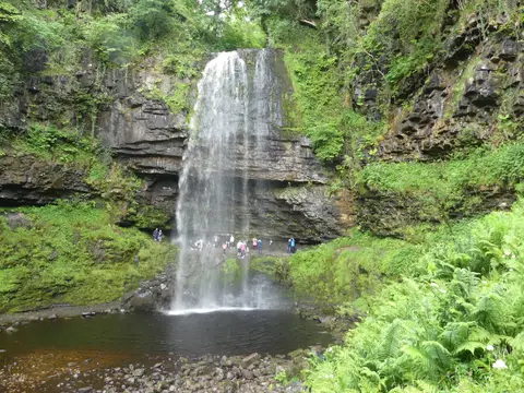 Photo of Henrhyd Falls, a waterfall near Pontneddfechan in Bannau Brycheiniog, the Powys, mid Wales.