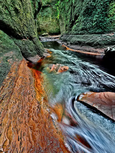 Photo of Finnich Glen, a gorge near Croftamie, Stirling, central Scotland.