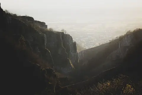Photo of the Mendip Hills, a National Landscape in Somerset, south west England.