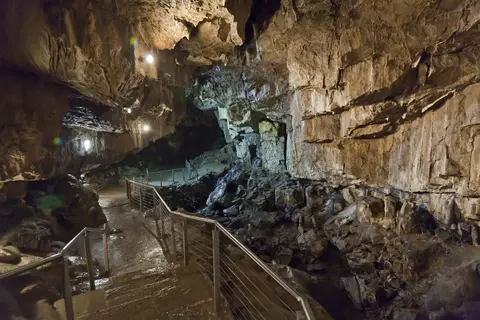 Photo of Poole's Cavern, a cave near Buxton, Derbyshire, central England.