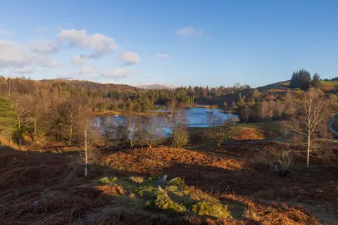 Photo of Tarn Hows, a tarn near Hawkshead in the Lake District, Cumbria, north west England.
