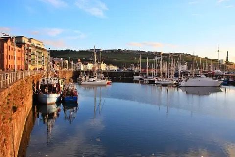 Photo of Whitehaven Harbour, a landmark in Cumbria, north west England.