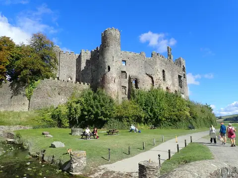 Photo of Laugharne Castle, a ruined castle in Carmarthenshire, south west Wales.