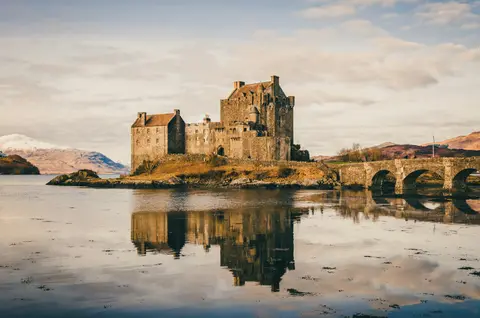 Photo of Eilean Donan Castle, a castle near Dornie in Kintail, Highland, the Scottish Highlands and Islands.