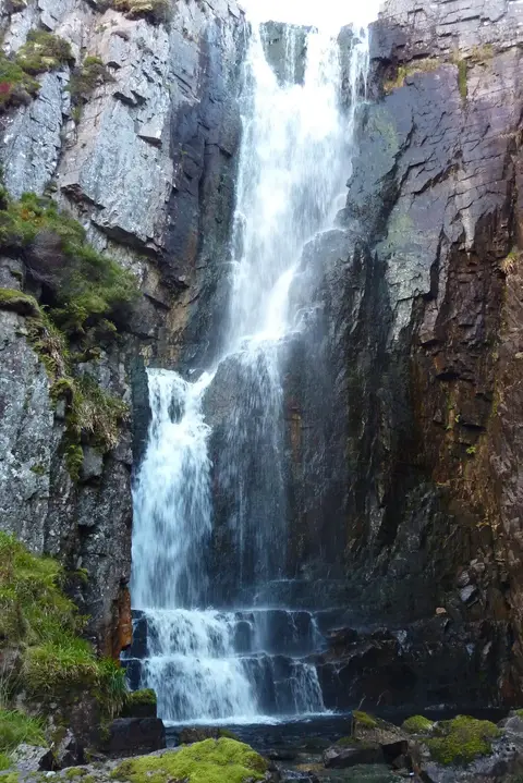 Photo of Wailing Widow Falls, a waterfall near Unapool in Assynt–Coigach, Highland, the Scottish Highlands and Islands.