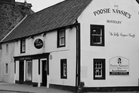 Photo of Poosie Nansie's Inn, a pub near Mauchline, East Ayrshire, southern Scotland.