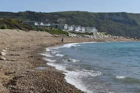 Photo of Ringstead Bay, a swimming spot near Osmington, Dorset, south west England.