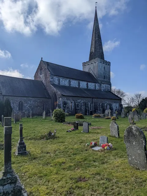Photo of Church of St Nicholas (Trellech), a church in the Wye Valley, Monmouthshire, south east Wales.