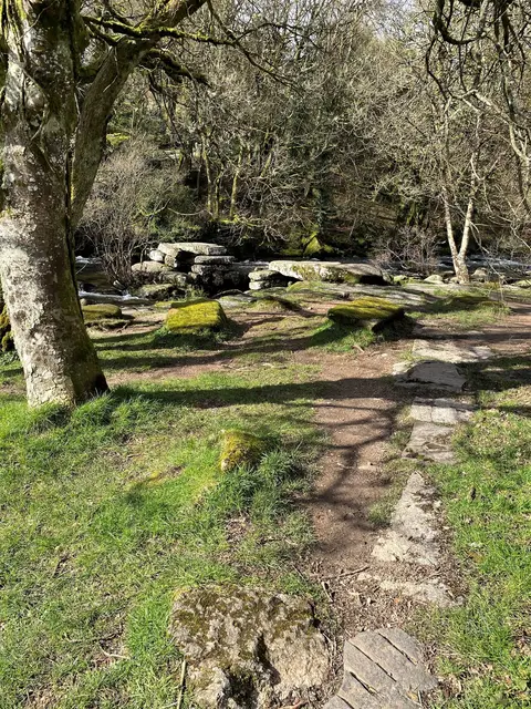 Photo of Dartmeet, a landmark near Buckland-in-the-Moor in Dartmoor, Devon, south west England.