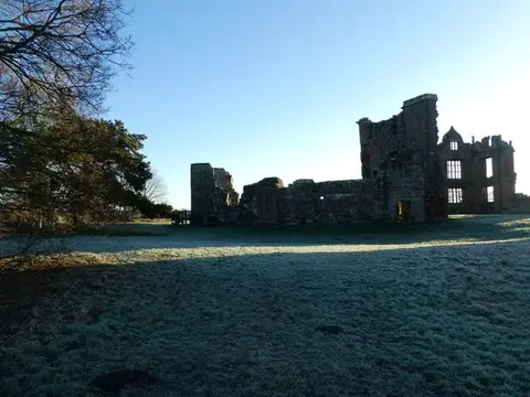 Photo of Moreton Corbet Castle, a ruined castle near Grinshill, Shropshire, central England.