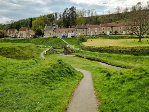 Photo of Hutton-le-Hole, a village in the North York Moors, North Yorkshire, northern England.