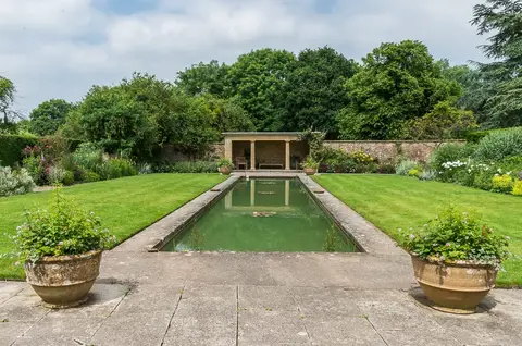 Photo of Tintinhull Garden, a Grade II registered house & garden near Montacute, Somerset, south west England.