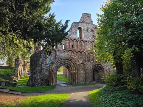 Photo of St Botolph's Priory, Colchester, a ruined priory in Essex, eastern England.
