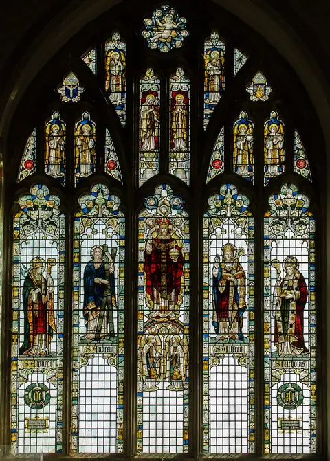 Photo of St Andrew's, a church near Alfriston in the South Downs, East Sussex, south east England.