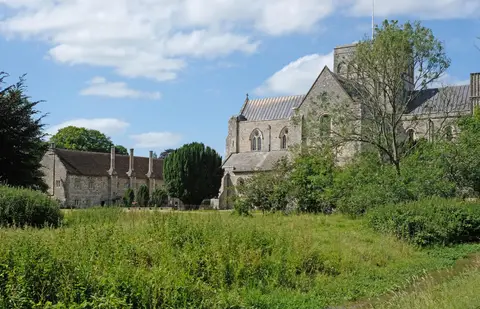 Photo of Hospital of St Cross, a church near Winchester, Hampshire, south east England.